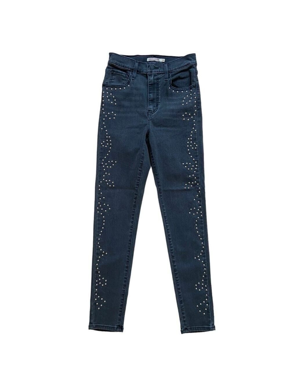 Stunning Levis mile high super skinny faded black studded jeans western vibe 26